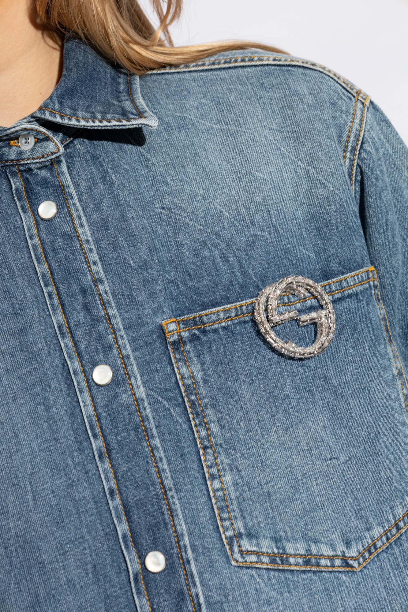 グッチ デニムシャツ Relaxed fit denim shirt in blue | GUCCI® US